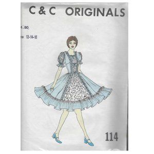 C & C Originals Multi-Sized Square Dance Dress Pattern - Size 12-14-16 Uncut